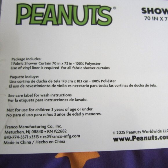 Snoopy Peanuts Halloween Dracula Shower Curtain - Picture 5 of 6